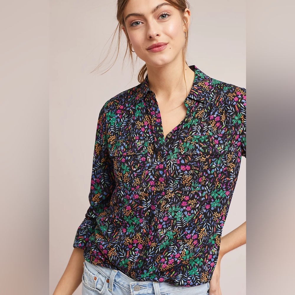 MAEVE Anthropologie Amboseli Button Down Top Size 4 EUC